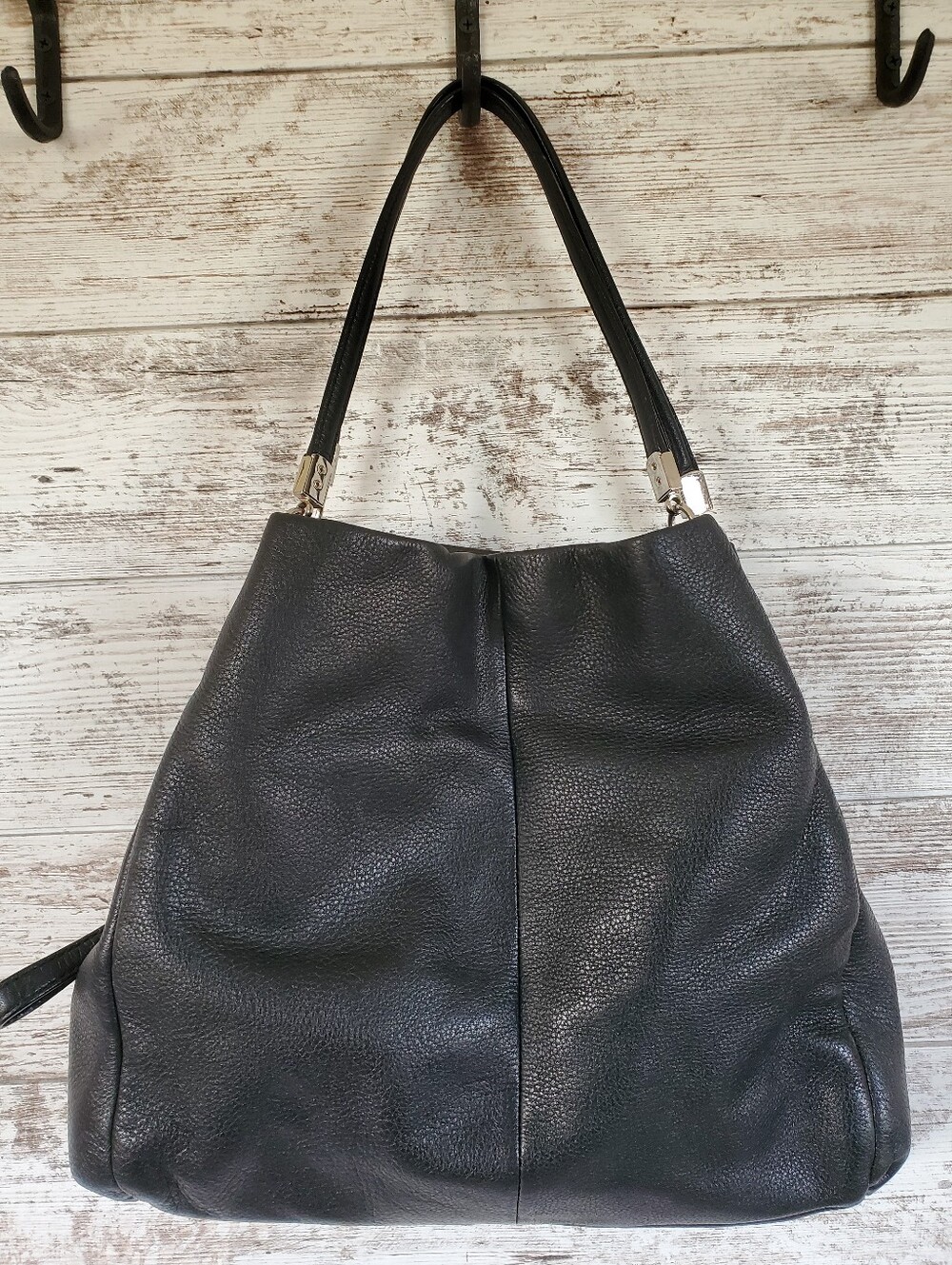 COACH Madison Phoebe Black Pebbled Leather Shoulder Bag Tote Purse 26224